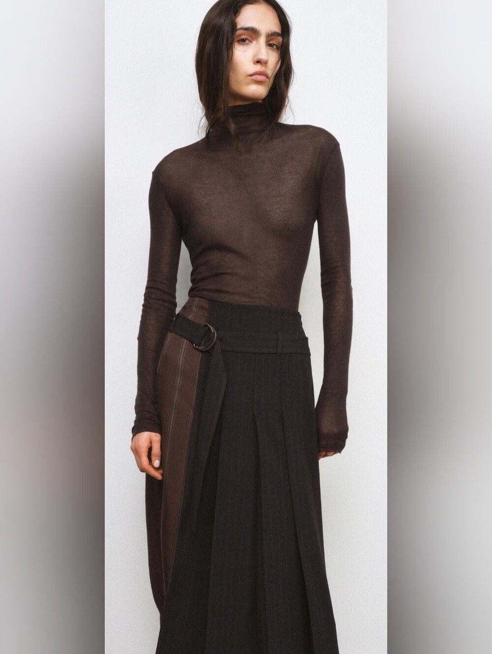 ZARA ZW COLLECTION COMBINATION PLEATED BELT SKIRT ✨️✨️✨️